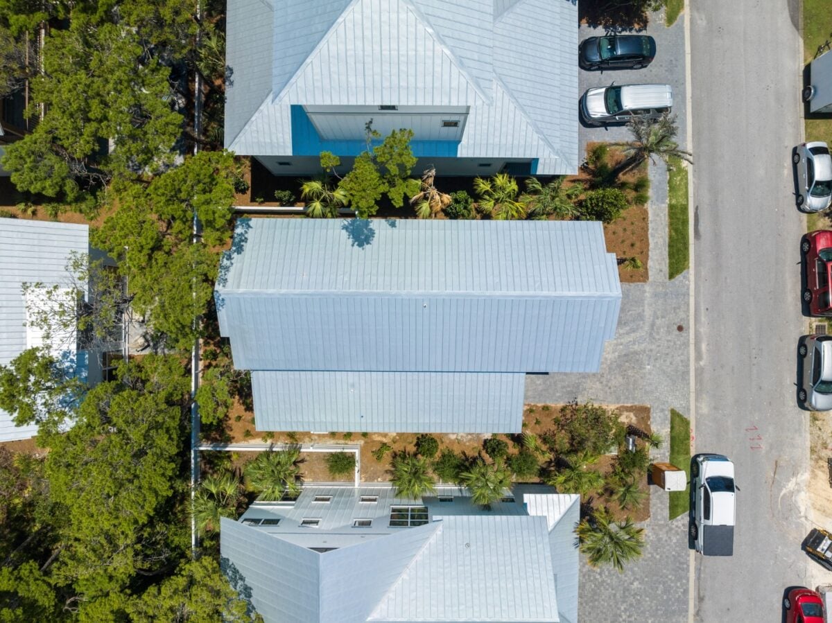 Aerial view of custom Focus Construction home