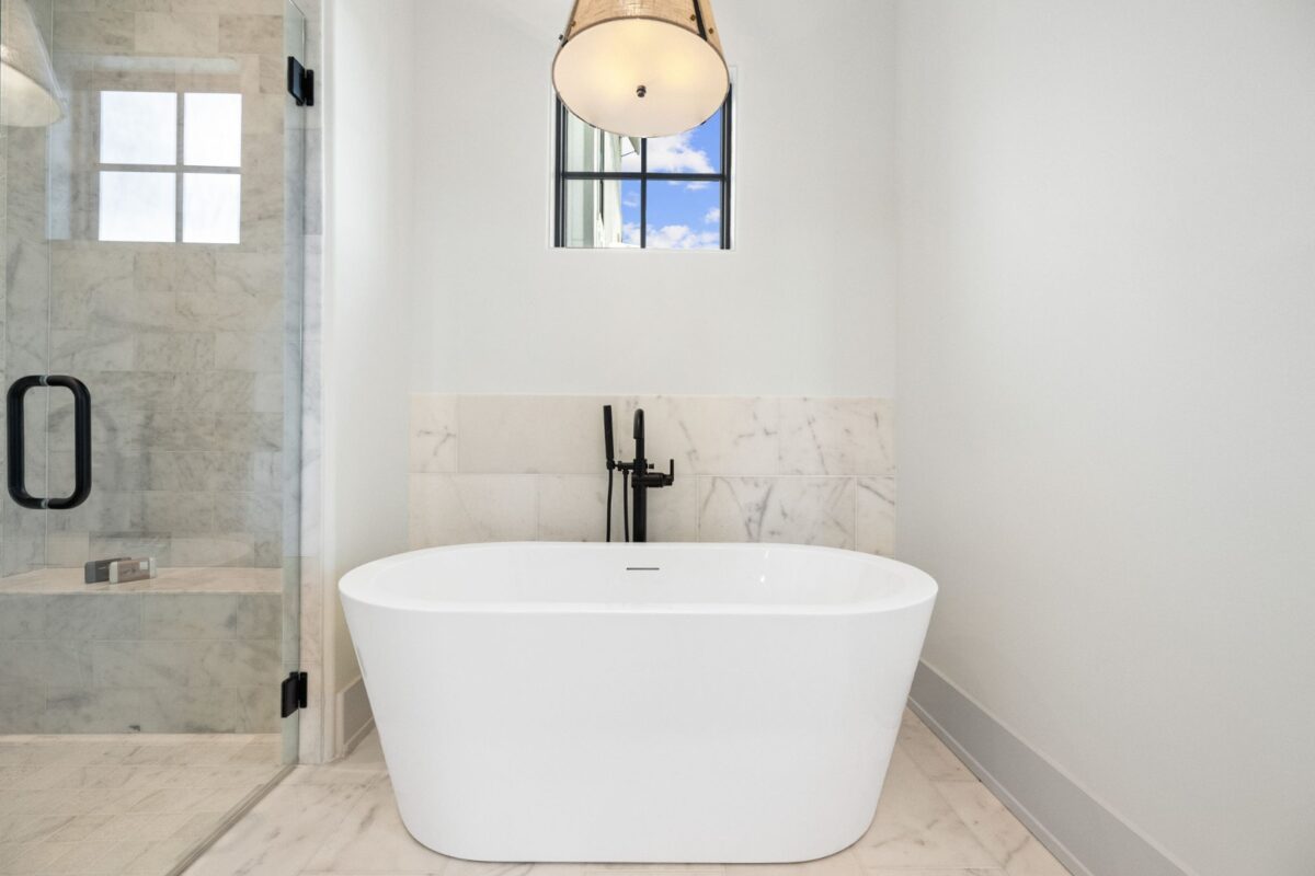 Custom bathroom with soaking tub — Focus Construction